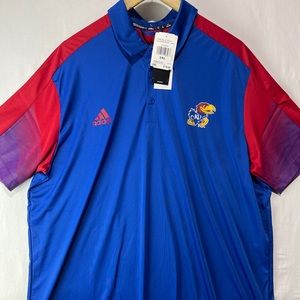 Adidas Primeblue Kansas Jayhawks PrimeBlue Polo Shirt Men’s Size 2XL H45768 New.